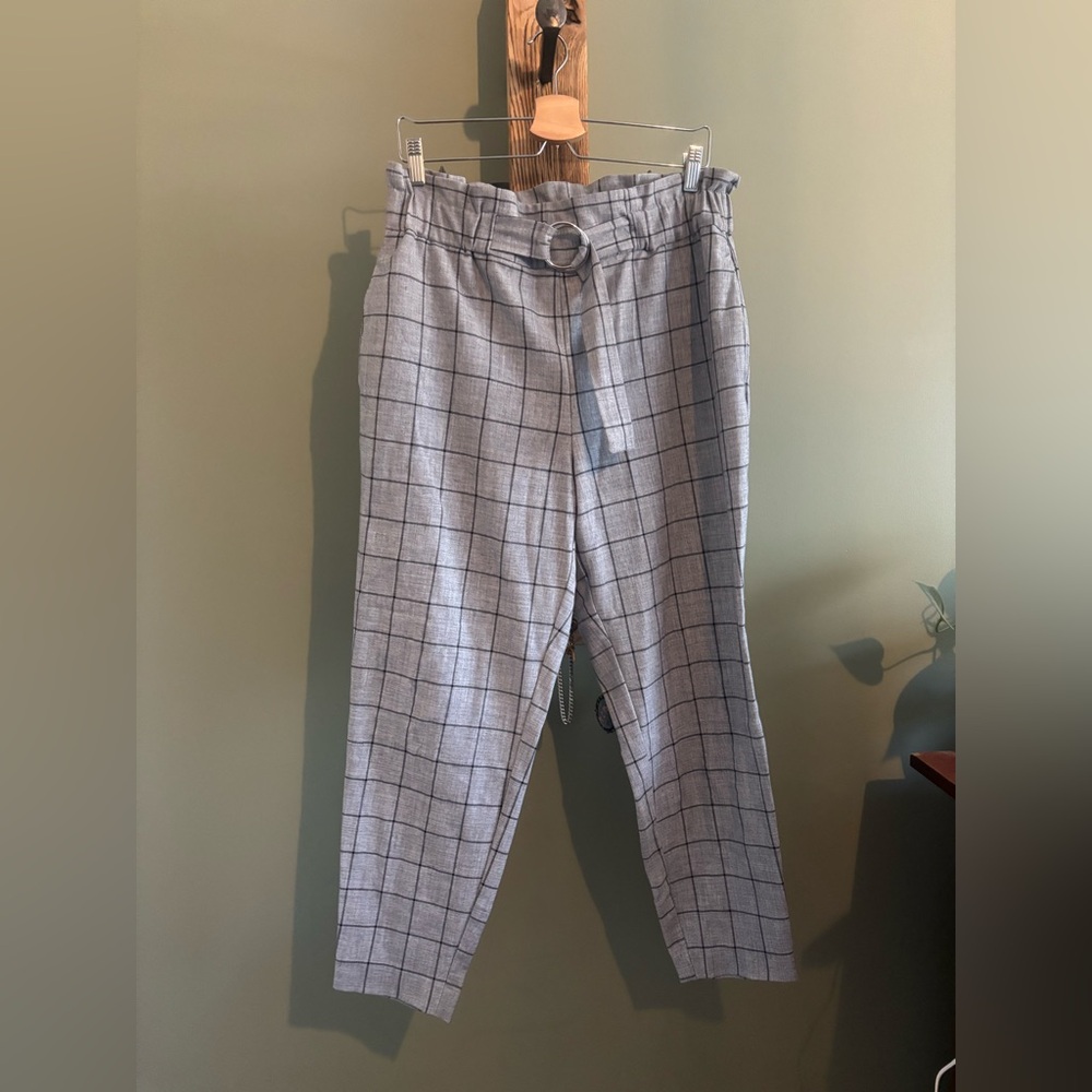 Dynamite Gray Windowpane Paperbag Waist Trousers